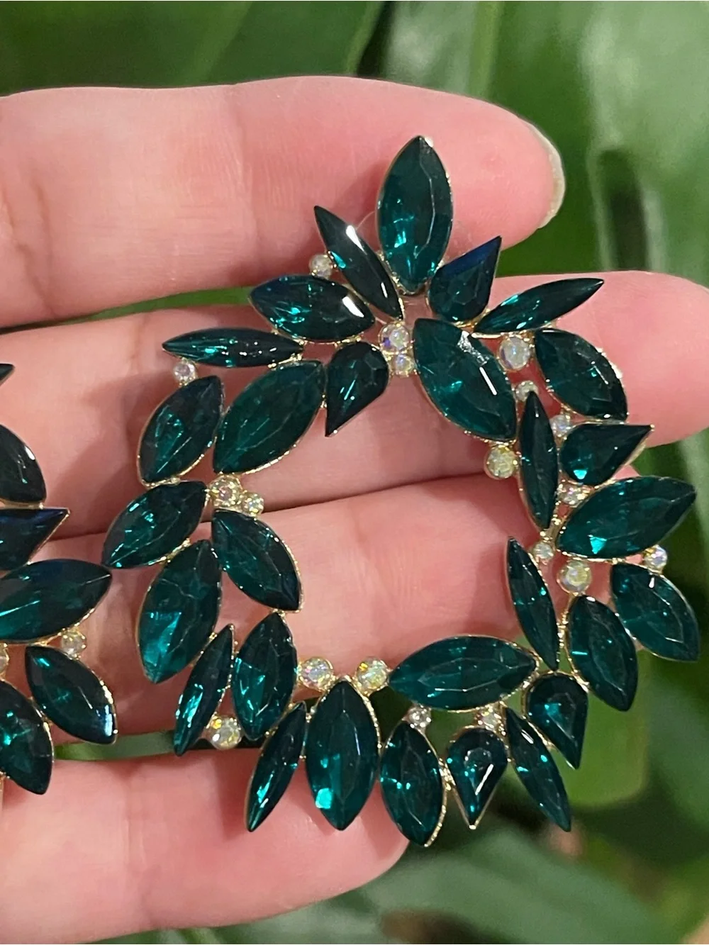 Emerald Teardrop Wreath Statement Earrings